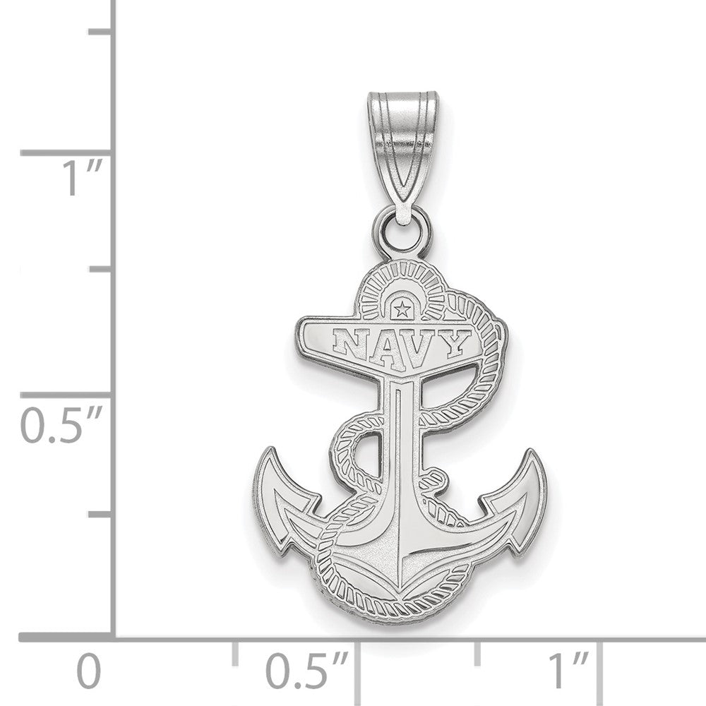 Sterlingsilber Rhodiniert Logoart Us Naval Akademie Anker Groß Anhänger