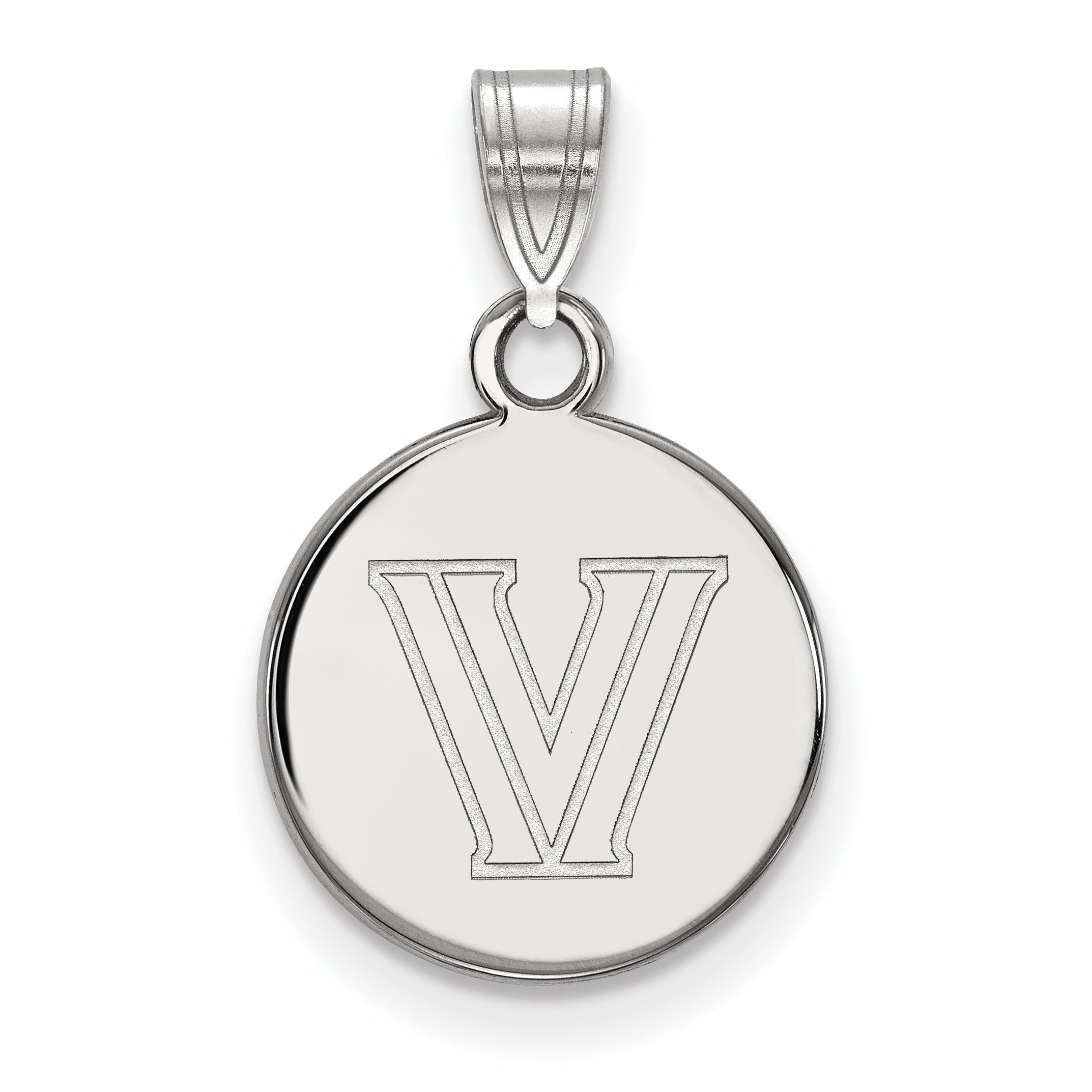 10K Weißgold Logoart Villanova University Buchstabe V Klein Plättchen Anhänger