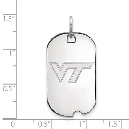 Sterlingsilber Rhodiniert Logoart Virginia Tech V T Klein Erkennungsmarke Anhänger