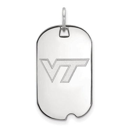 Sterlingsilber Rhodiniert Logoart Virginia Tech V T Klein Erkennungsmarke Anhänger