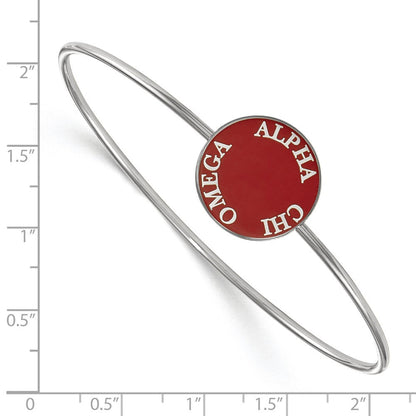 Sterlingsilber Rhodiniert Logoart Alpha Chi Omega Emailliert Schieber auf Armreif Armband