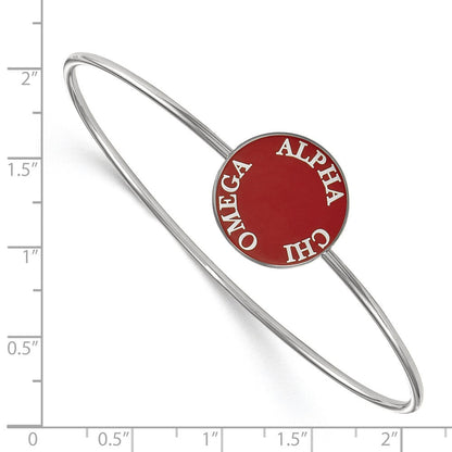 Sterlingsilber Rhodiniert Logoart Alpha Chi Omega Emailliert Schieber auf Armreif Armband