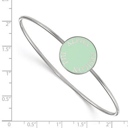 Sterlingsilber S. Rhodiniert Logoart Alpha Epsilon Phi Emailliert Schieber auf Armreif Armband