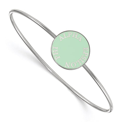 Sterlingsilber S. Rhodiniert Logoart Alpha Epsilon Phi Emailliert Schieber auf Armreif Armband