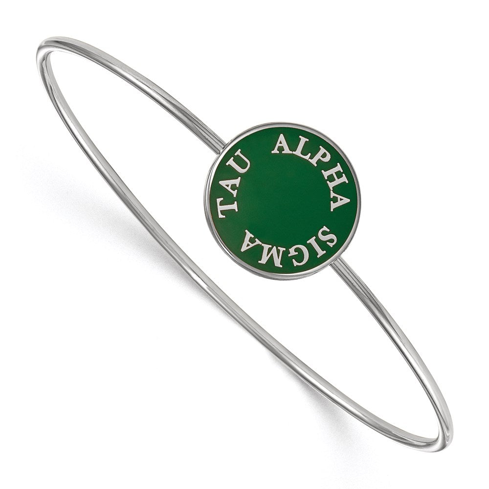 Sterlingsilber Rhodiniert Logoart Alpha Sigma Tau Emailliert Schieber auf Armreif Armband
