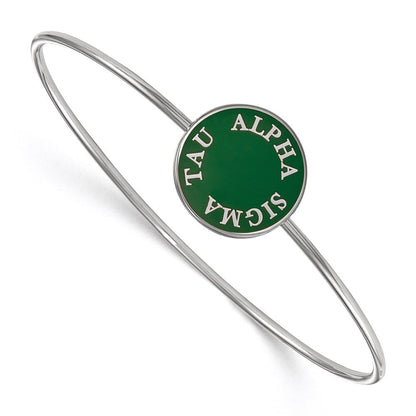 Sterlingsilber Rhodiniert Logoart Alpha Sigma Tau Emailliert Schieber auf Armreif Armband