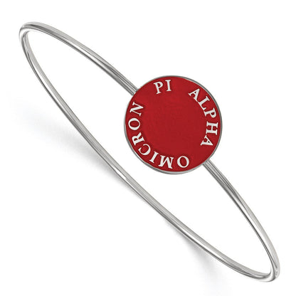 Sterlingsilber S. Rhodiniert Logoart Alpha Omicron Pi Emailliert Schieber-on Armreif