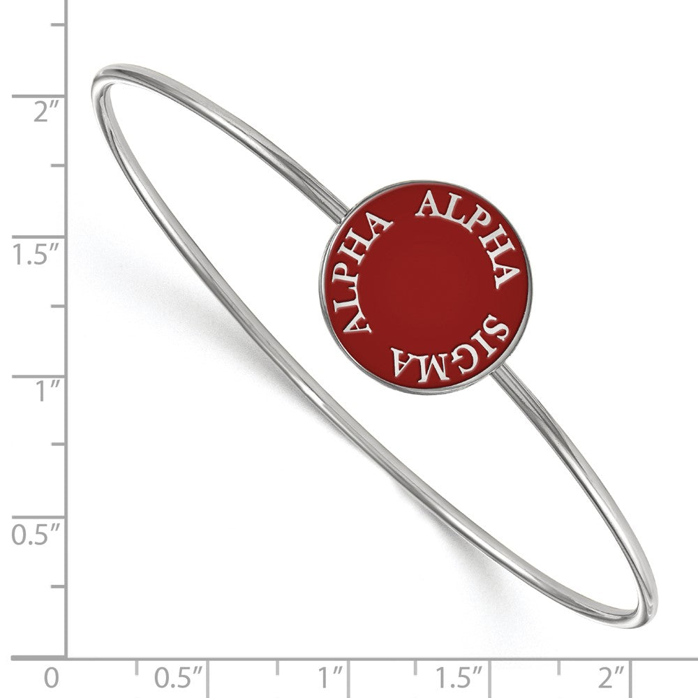 Sterlingsilber S. Rhodiniert Logoart Alpha Sigma Emailliert Schieber auf Armreif Armband