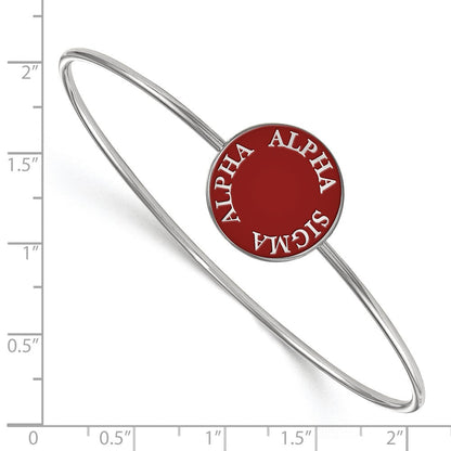 Sterlingsilber S. Rhodiniert Logoart Alpha Sigma Emailliert Schieber auf Armreif Armband