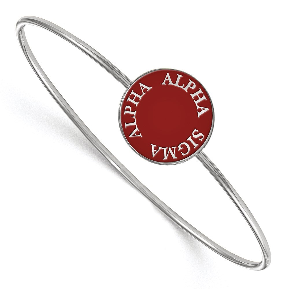 Sterlingsilber S. Rhodiniert Logoart Alpha Sigma Emailliert Schieber auf Armreif Armband