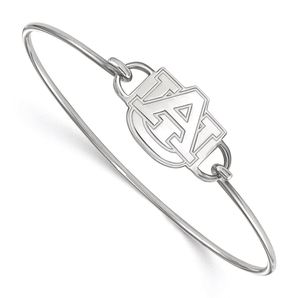 Sterlingsilber Rhodiniert Logoart Auburn University A U Mittel Mittig 7 Zoll Draht Armreif