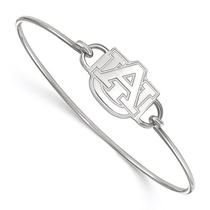 Sterlingsilber Rhodiniert Logoart Auburn University A U Mittel Mittig 7 Zoll Draht Armreif
