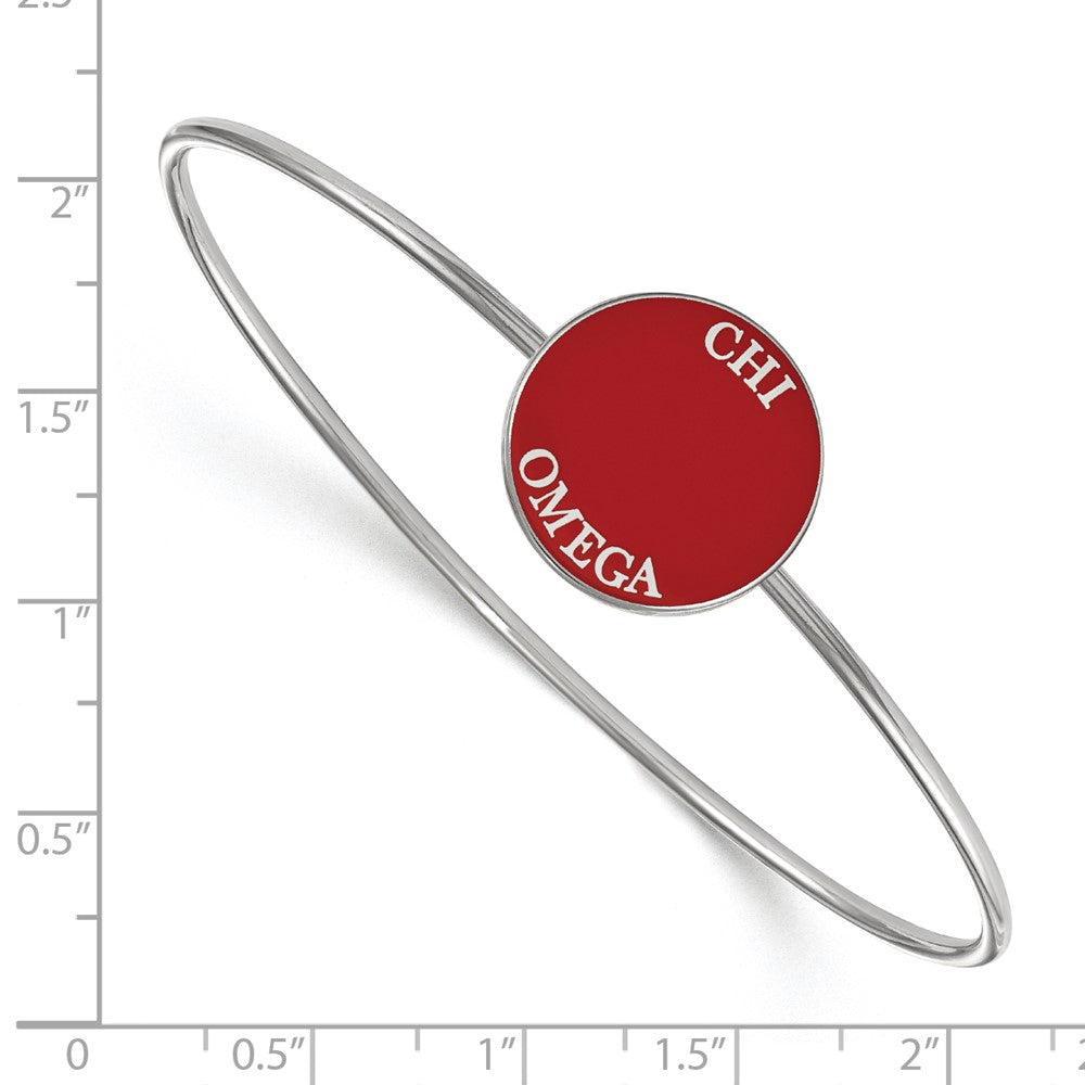 Sterlingsilber Rhodiniert Logoart Chi Omega Emailliert Schieber auf Armreif Armband