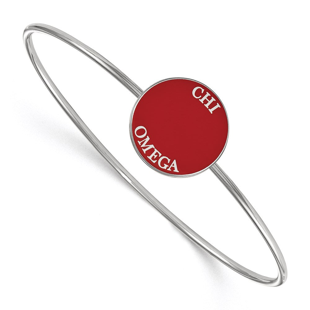 Sterlingsilber Rhodiniert Logoart Chi Omega Emailliert Schieber auf Armreif Armband