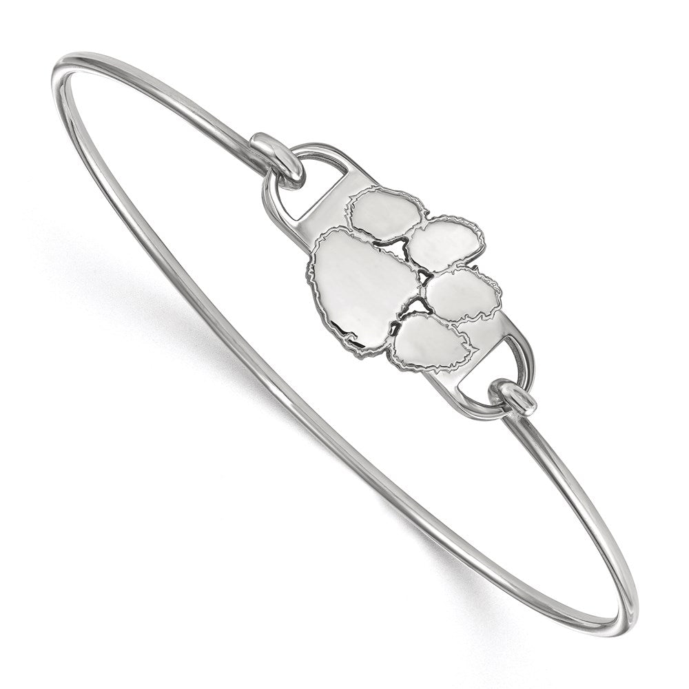 Sterlingsilber Rhodiniert Logoart Clemson University Tiger Paw Klein Mittig 7 Zoll Draht Armreif