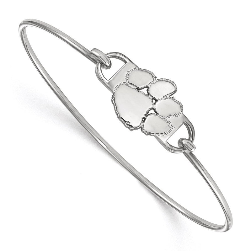 Sterlingsilber Rhodiniert Logoart Clemson University Tiger Paw Klein Mittig 7 Zoll Draht Armreif