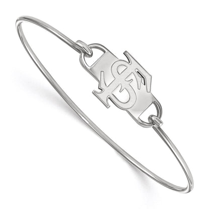 Sterlingsilber Rhodiniert Logoart Florida State University F S Klein Mittig 7 Zoll Draht Armreif
