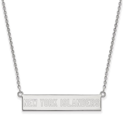 Sterlingsilber Rhodiniert Nhl Logoart New York Islanders Klein Stab 18 Zoll Halskette