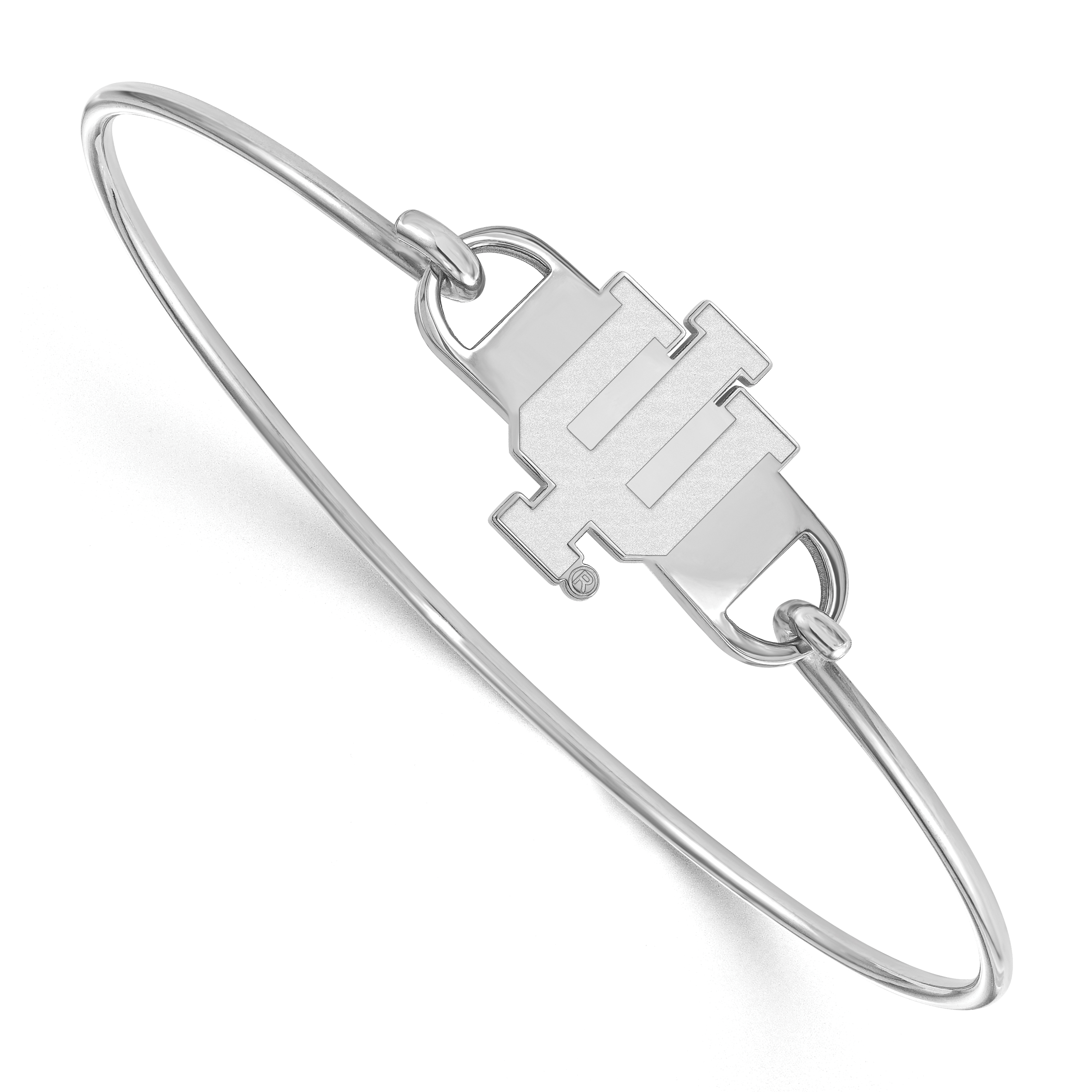 Sterlingsilber Rhodiniert Logoart Indiana University I U Klein Mittig 7 Zoll Draht Armreif