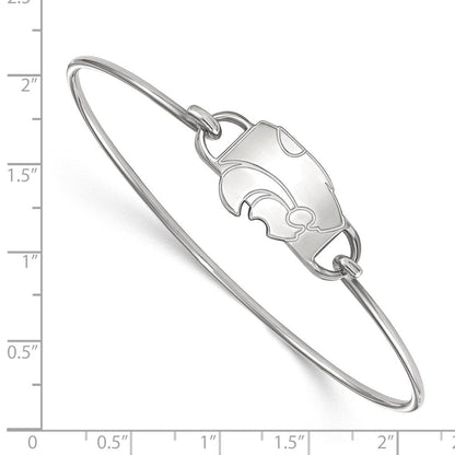 Sterlingsilber Rhodiniert Logoart Kansas State University Wildkatze Klein Mittig 7 Zoll Draht Armreif