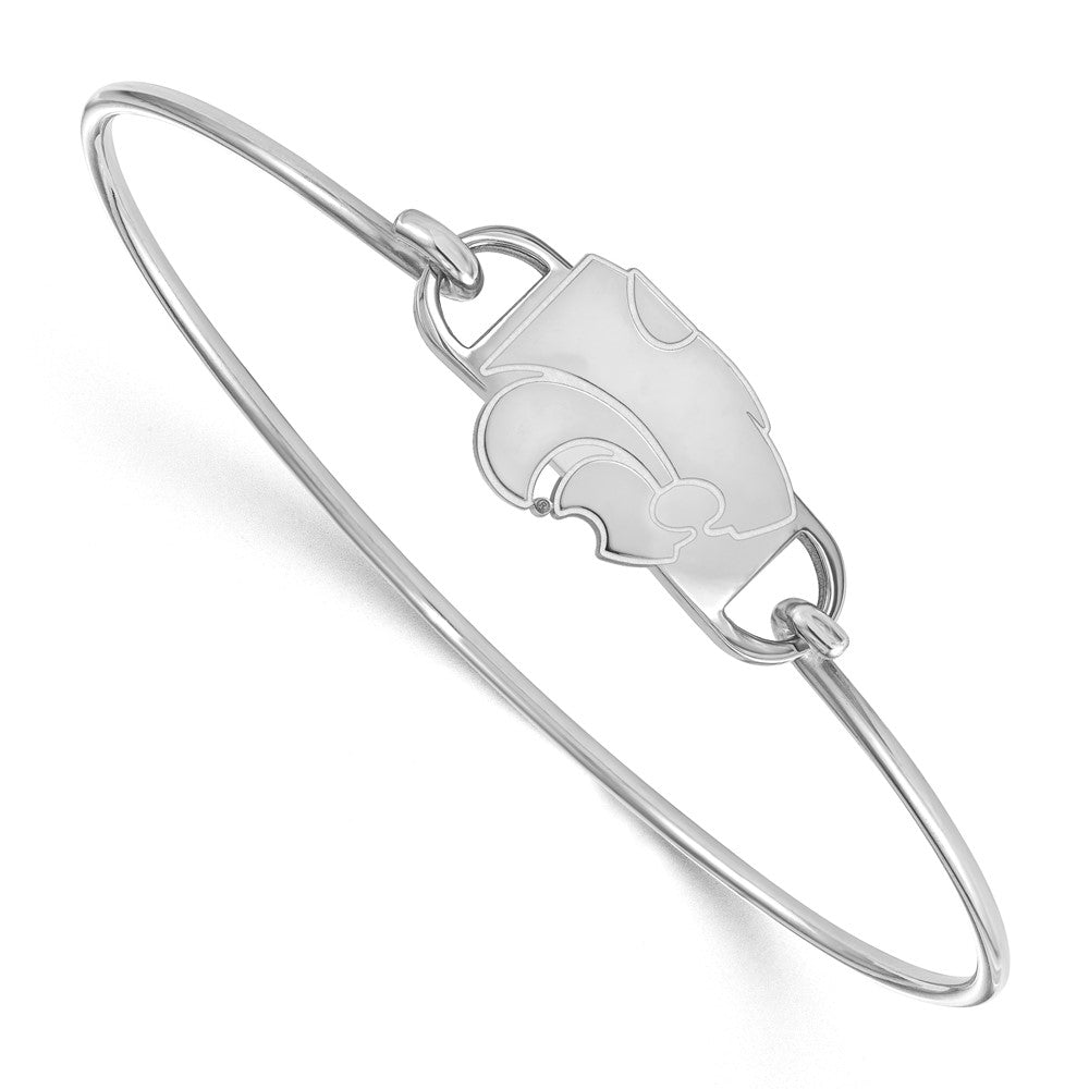 Sterlingsilber Rhodiniert Logoart Kansas State University Wildkatze Klein Mittig 7 Zoll Draht Armreif