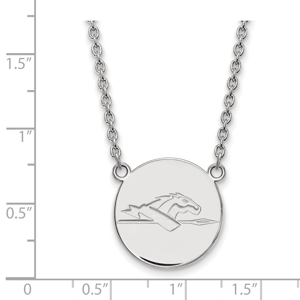 Sterlingsilber Rhodiniert Logoart Longwood University Pferd Groß Plättchen Anhänger 18 Zoll Halskette