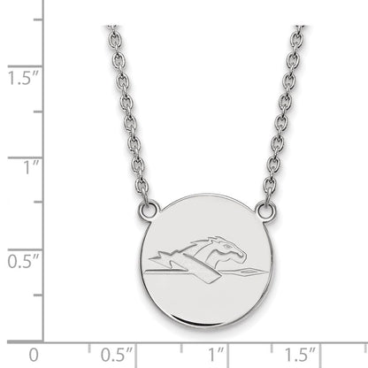 Sterlingsilber Rhodiniert Logoart Longwood University Pferd Groß Plättchen Anhänger 18 Zoll Halskette
