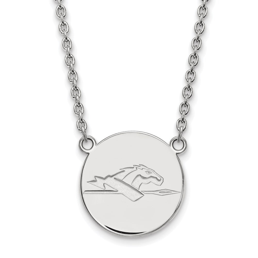 Sterlingsilber Rhodiniert Logoart Longwood University Pferd Groß Plättchen Anhänger 18 Zoll Halskette