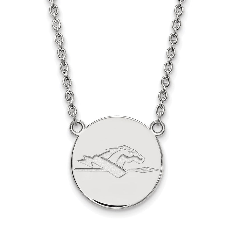 Sterlingsilber Rhodiniert Logoart Longwood University Pferd Groß Plättchen Anhänger 18 Zoll Halskette