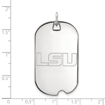 Sterlingsilber Rhodiniert Logoart Louisiana State University L S U Groß Erkennungsmarke Anhänger