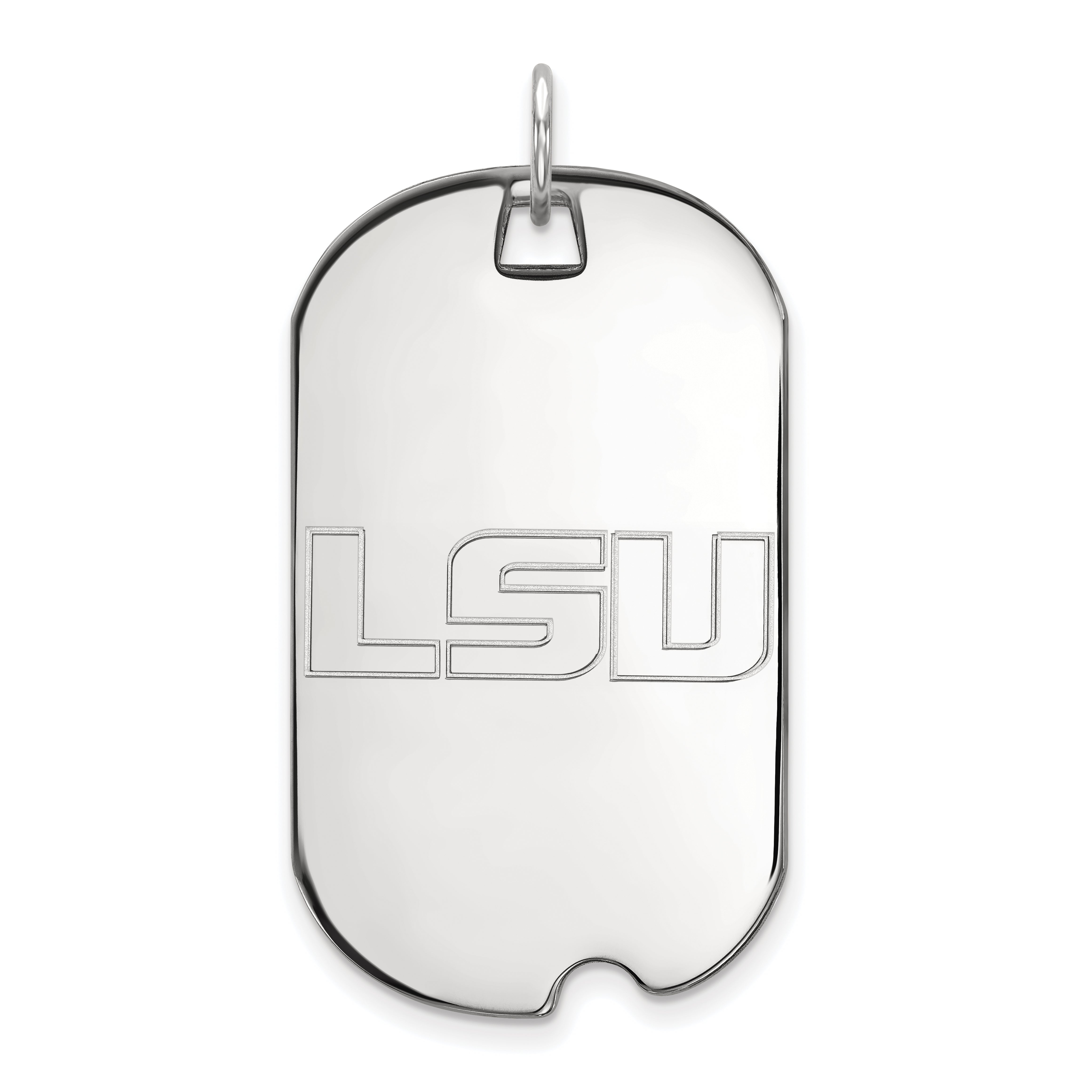 Sterlingsilber Rhodiniert Logoart Louisiana State University L S U Groß Erkennungsmarke Anhänger