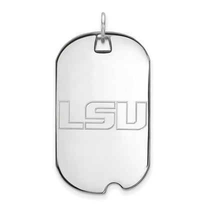 Sterlingsilber Rhodiniert Logoart Louisiana State University L S U Groß Erkennungsmarke Anhänger