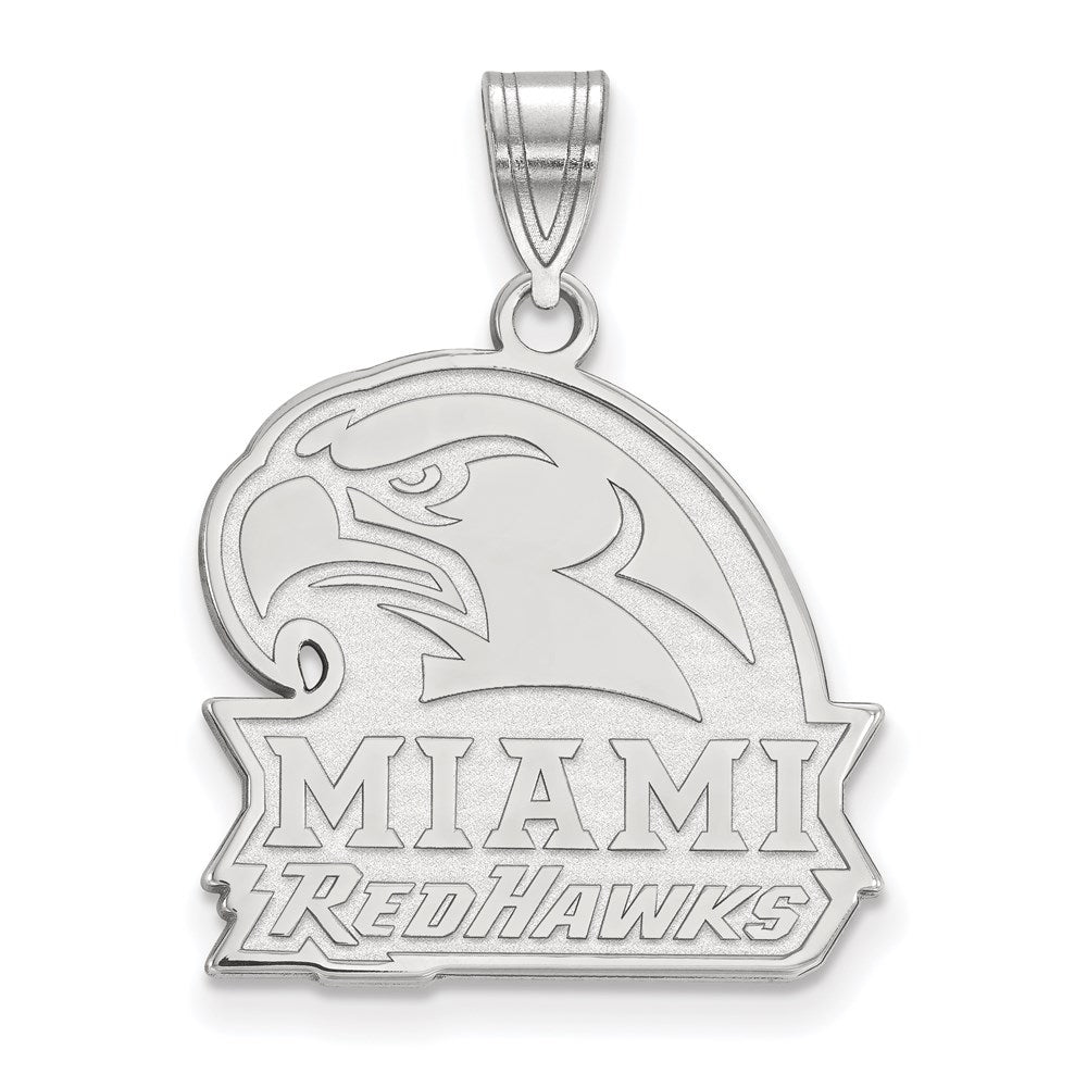 10K Weißgold Logoart Miami University Ohio Redhawks Groß Anhänger