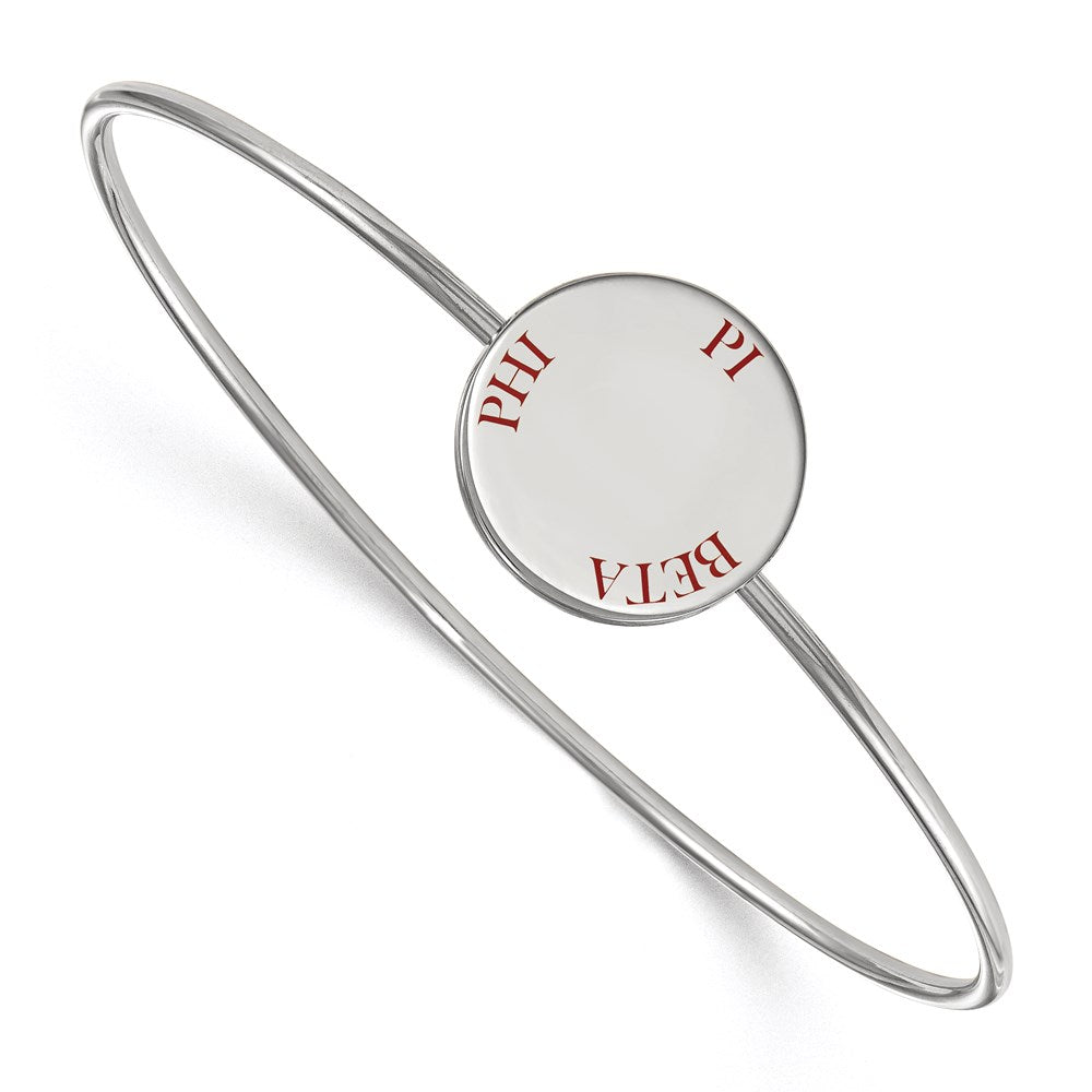 Sterlingsilber Rhodiniert Logoart Pi Beta Phi Emailliert Schieber auf Armreif Armband