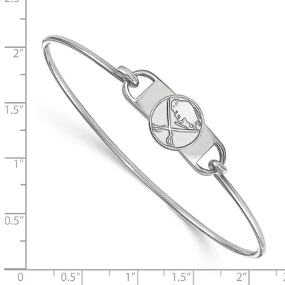Sterlingsilber Rhodiniert Nhl Logoart Buffalo Sabres Klein Mittig 7 Zoll Draht Armreif