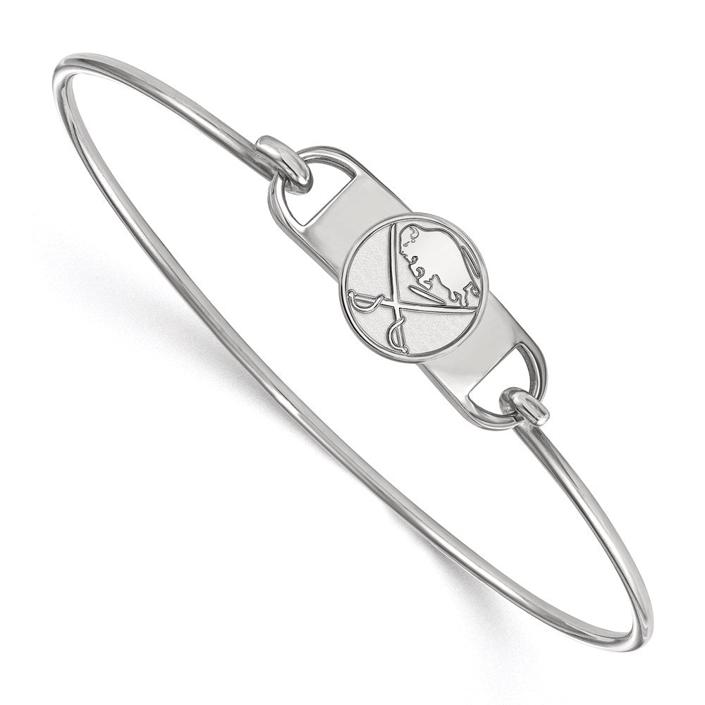 Sterlingsilber Rhodiniert Nhl Logoart Buffalo Sabres Klein Mittig 7 Zoll Draht Armreif