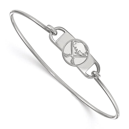 Sterlingsilber Rhodiniert Nhl Logoart Buffalo Sabres Klein Mittig 7 Zoll Draht Armreif