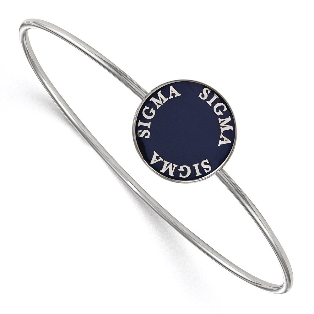 Sterlingsilber S. Rhodiniert Logoart Sigma Emailliert Schieber auf Armreif Armband