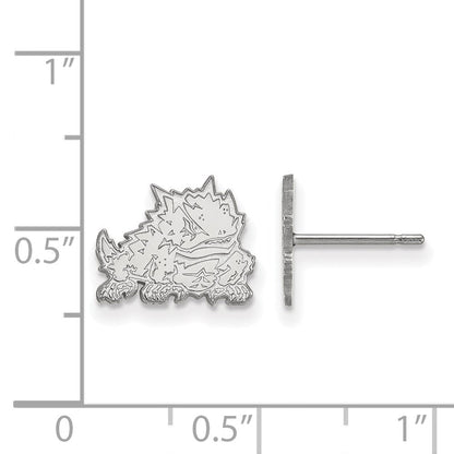 Sterlingsilber Rhodiniert Logoart Texas Christlich University Gehörnt Frosch Extra Klein Ohrstecker