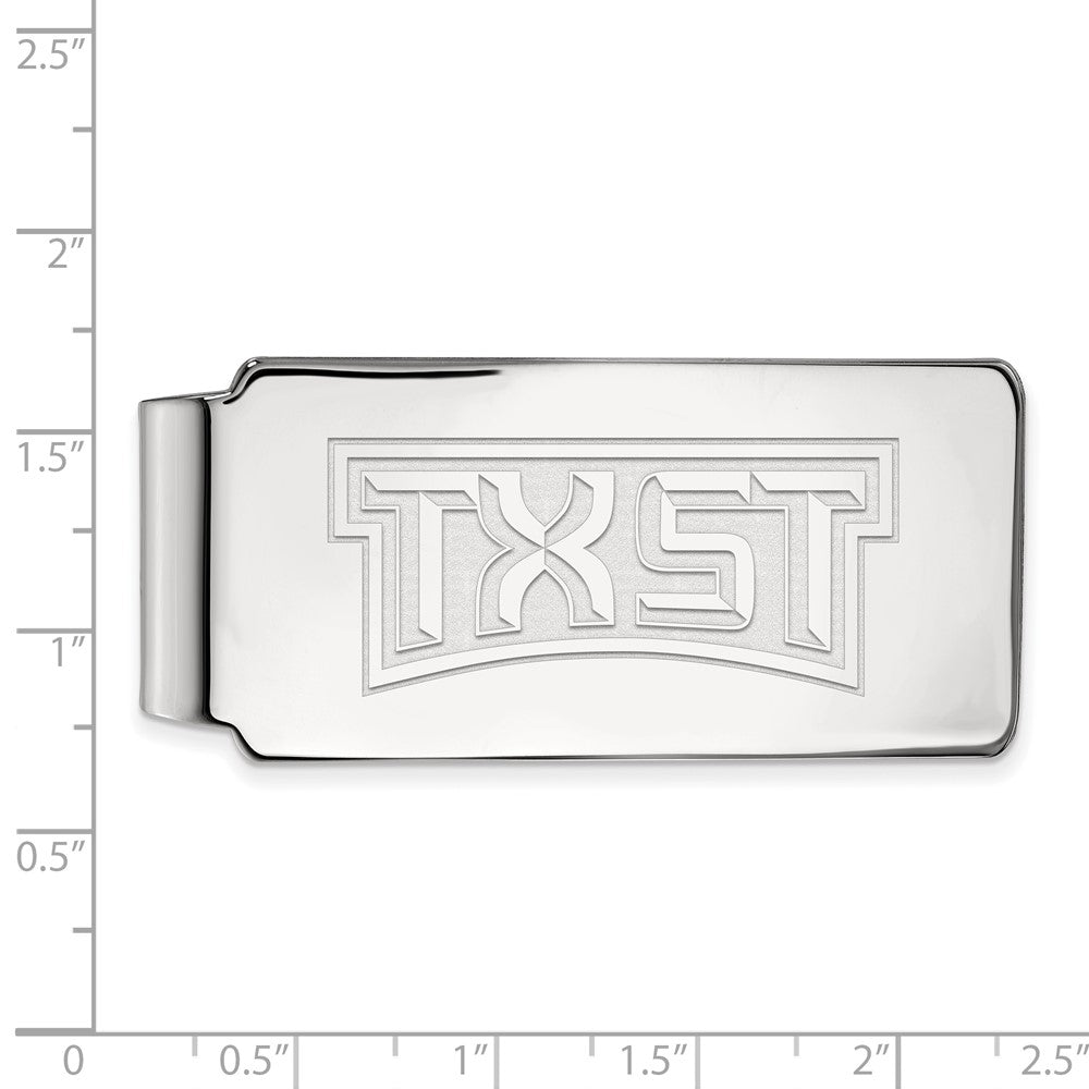 Sterlingsilber Rhodiniert Logoart Texas State University Geldklammer
