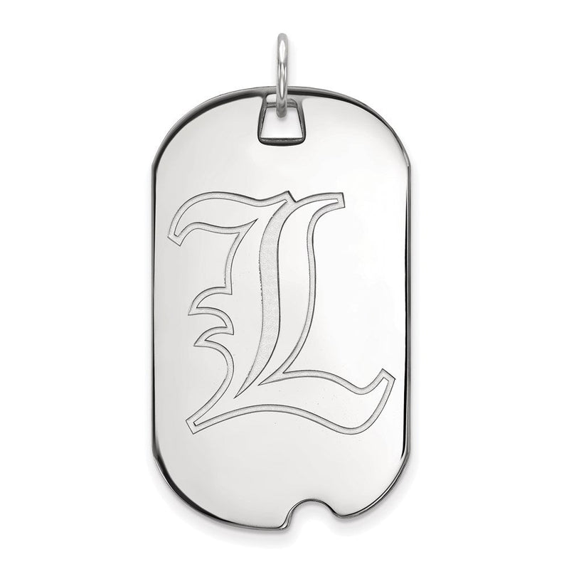14K Weißgold Logoart University Of Louisville Buchstabe L Groß Erkennungsmarke Anhänger