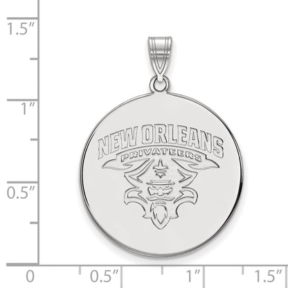 Sterlingsilber Rhodiniert Logoart University Of New Orleans Privateers Extra Groß Plättchen Anhänger
