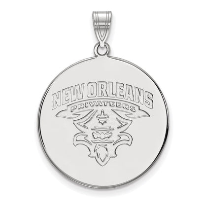 Sterlingsilber Rhodiniert Logoart University Of New Orleans Privateers Extra Groß Plättchen Anhänger