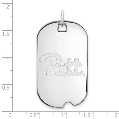 Sterlingsilber Rhodiniert Logoart University Of Pittsburgh Groß Erkennungsmarke Anhänger