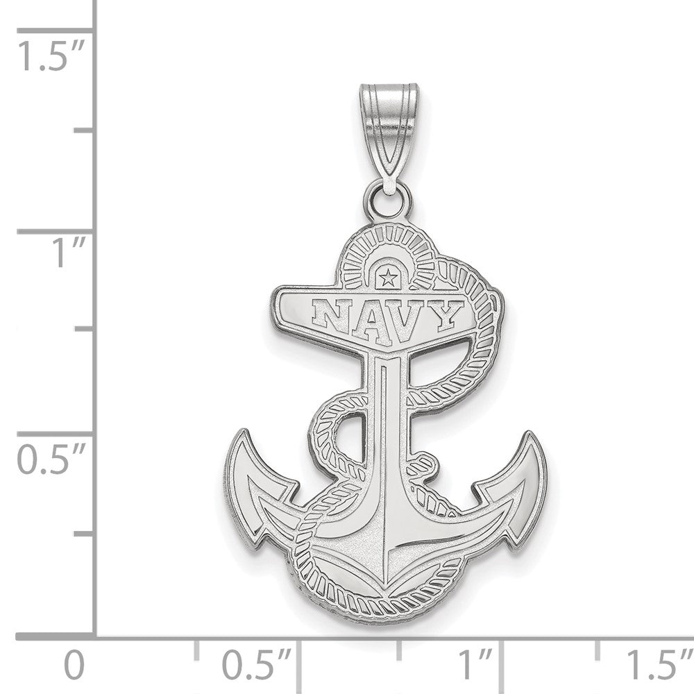 Sterlingsilber Rhodiniert Logoart Us Naval Akademie Anker Extra Groß Anhänger
