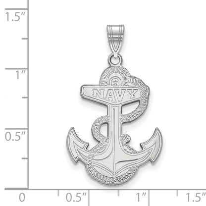 14K Weißgold Logoart Us Naval Akademie Anker Extra Groß Anhänger