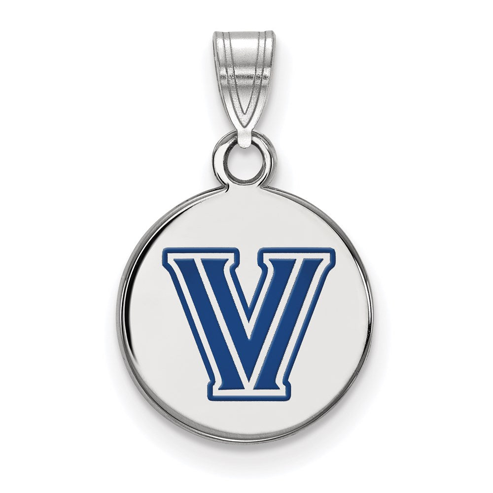 Sterlingsilber Rhodiniert Logoart Villanova University Buchstabe V Klein Emailliert Plättchen Anhänger