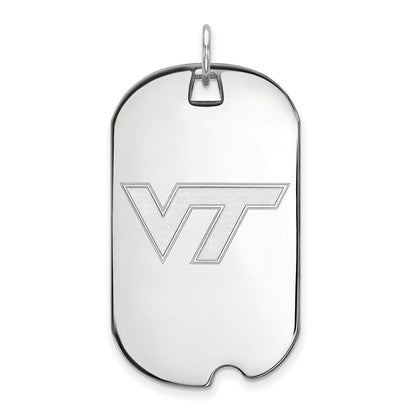 Sterlingsilber Rhodiniert Logoart Virginia Tech V T Groß Erkennungsmarke Anhänger