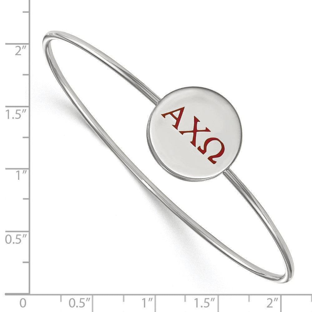 Sterlingsilber Rhodiniert Logoart Alpha Chi Omega Emailliert Schieber auf Armreif Armband