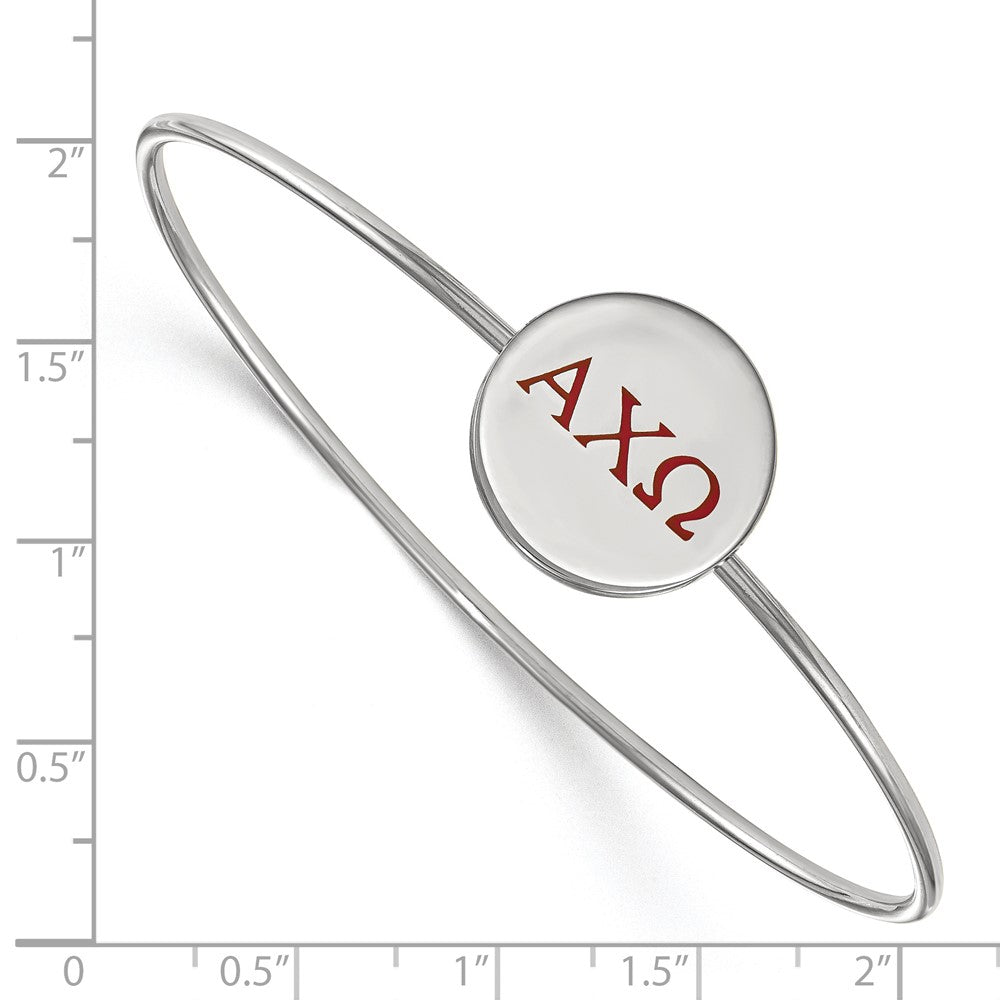 Sterlingsilber Rhodiniert Logoart Alpha Chi Omega Emailliert Schieber auf Armreif Armband